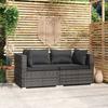 2-Seater Sofa With Cushions, Grey, Poly Rattan