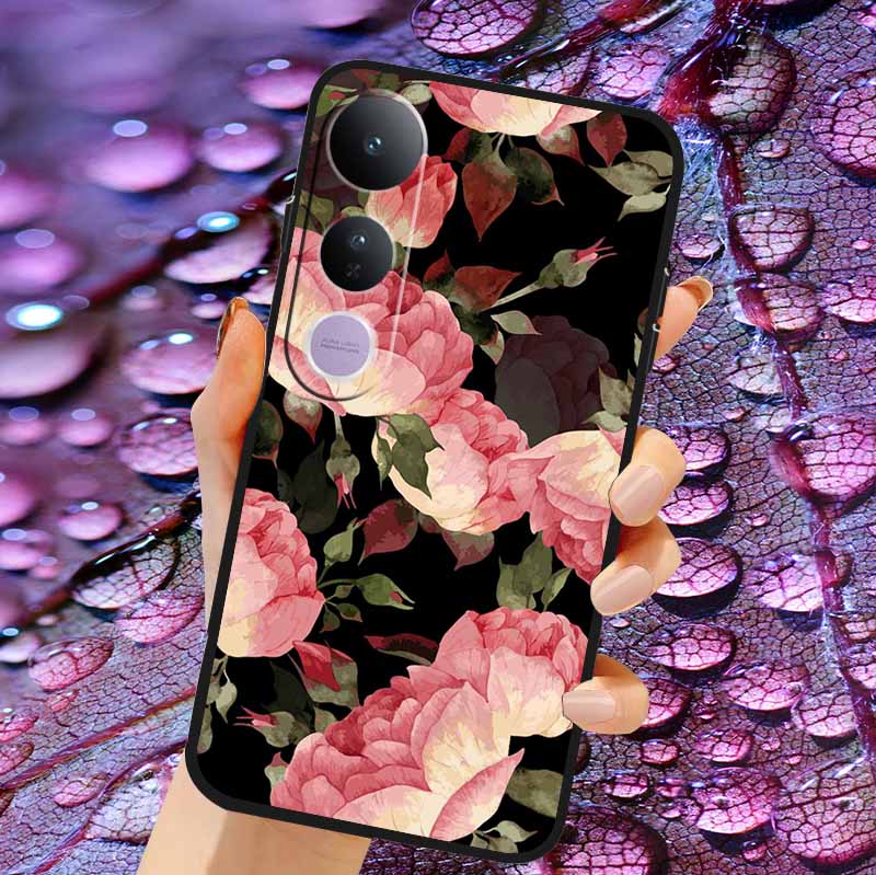 Case For Vivo V50 Lite Soft 3D Flower Relief Emboss Silicone Covers for Vivo V 50 Lite 4G 5G V50Lite Soft Capa Protective Casing