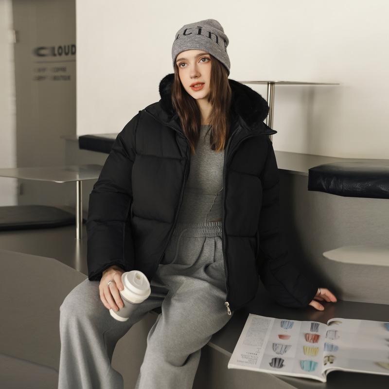 2025 winter new hooded foreign style versatile cotton-padded clothes fashionable simple bread clothes jacket