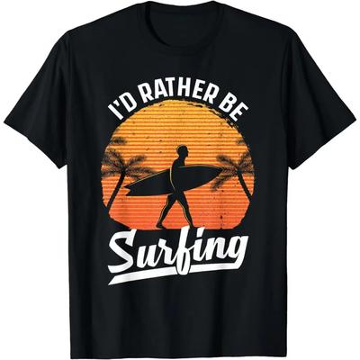 Cool Surf Art for Men Women Surfing Retro Surfer Sunset T-Shirt Graphic T Shirts Vintage T Shirt Men Clothing Tops Streetwear