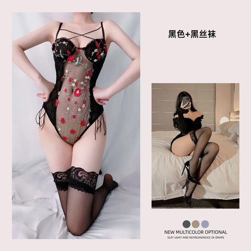 Sexy Fun Set Sexy Mesh Embroidery Perspective onesie Pure Fun Underwear Passion Set Pure Fun Embroidery
