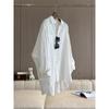 White cotton and linen sunscreen shirt women's summer loose casual top lazy style thin jacket linen slightly transparent shirt