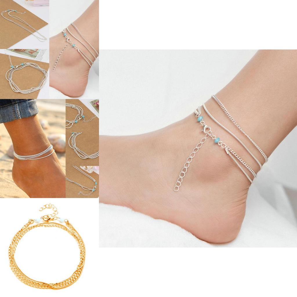 Chic And Stylish Womens Turquoise Charm Anklet For Beach And Sandal Wear