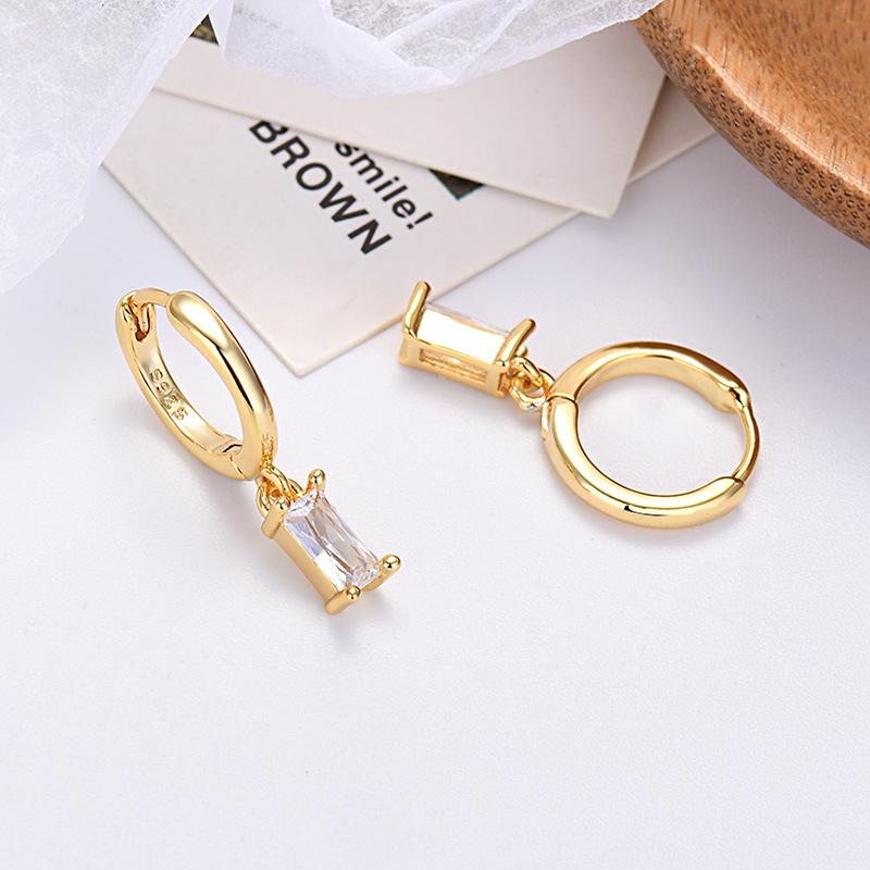 Rectangle Color Zircon Earrings, Simple, Fashionable And Exquisite Earrings.