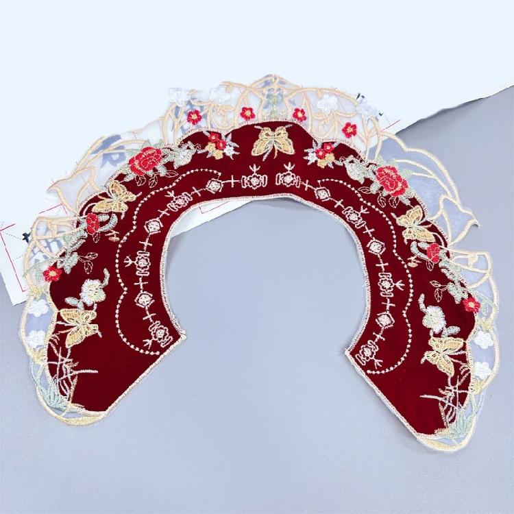 Girl False Collar Embroidered Chinese Ancient Shirt Shawl Wrap for Carnivals