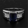 Sapphire Blue Zircon Men's Rectangular Diamond Ring: Stylish Business Trend