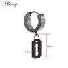Alisouy 2PCS Stainless Steel Star Cross Snake Spike Skull Sword Blade Chain Feather Spider Dangle Women Men Huggie Hoop Earrings