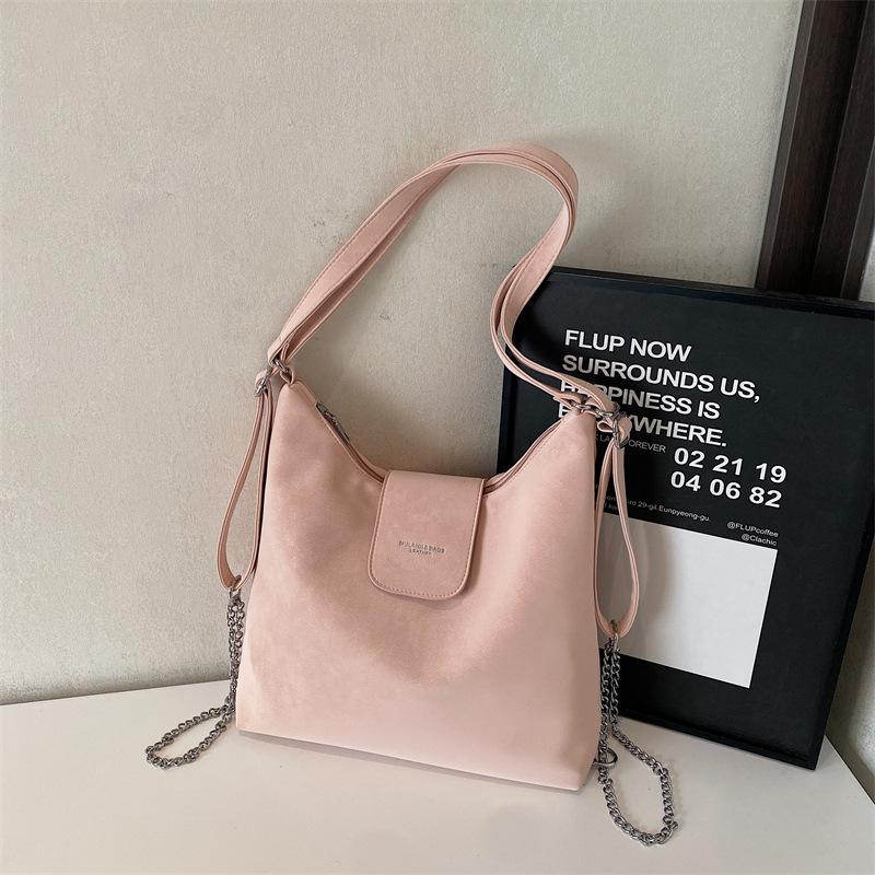 Tote Bag Women's 2025 Autumn New Large-capacity Backpack Solid Color Fashion Shoulder Messenger Bag Trendy Multi-purpose Bag