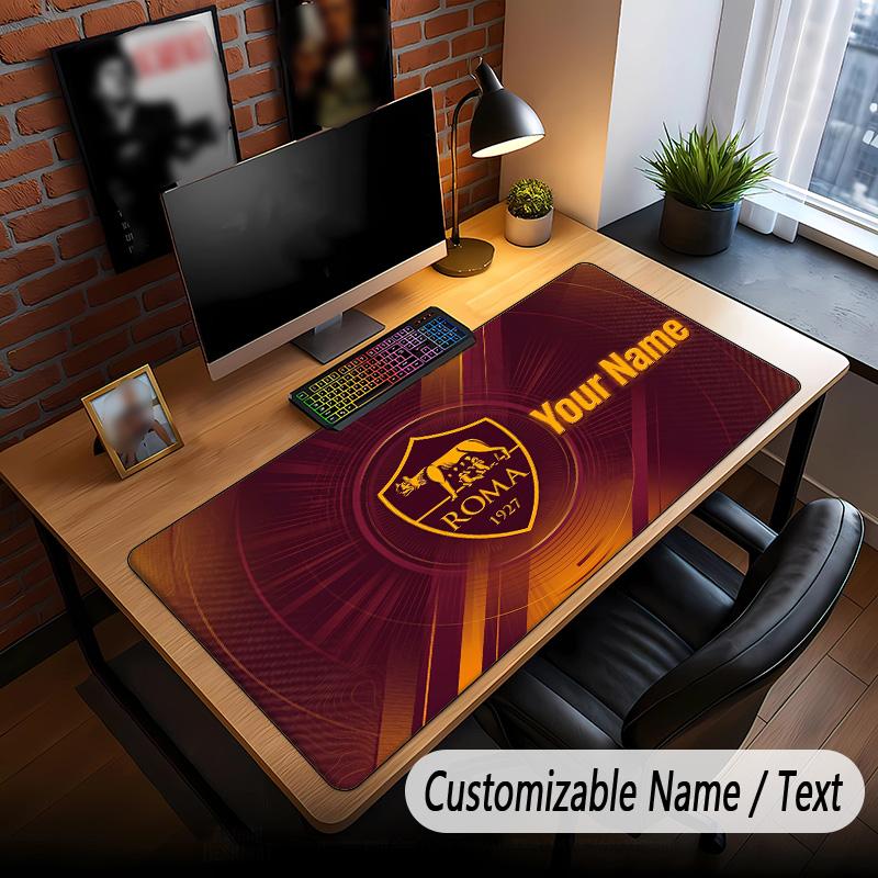 Large Mouse Pad AS Roma FC Print Custom Name Text Desk Mat for Office Gaming