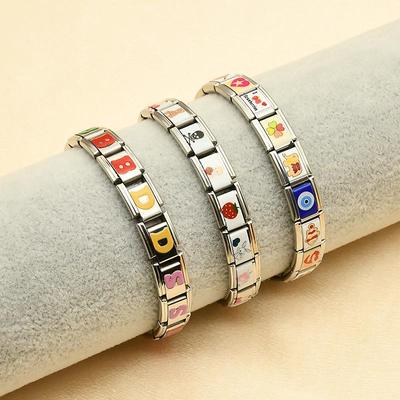 Italian-Style Detachable Titanium Steel Elastic Bracelet with Printed Patterns