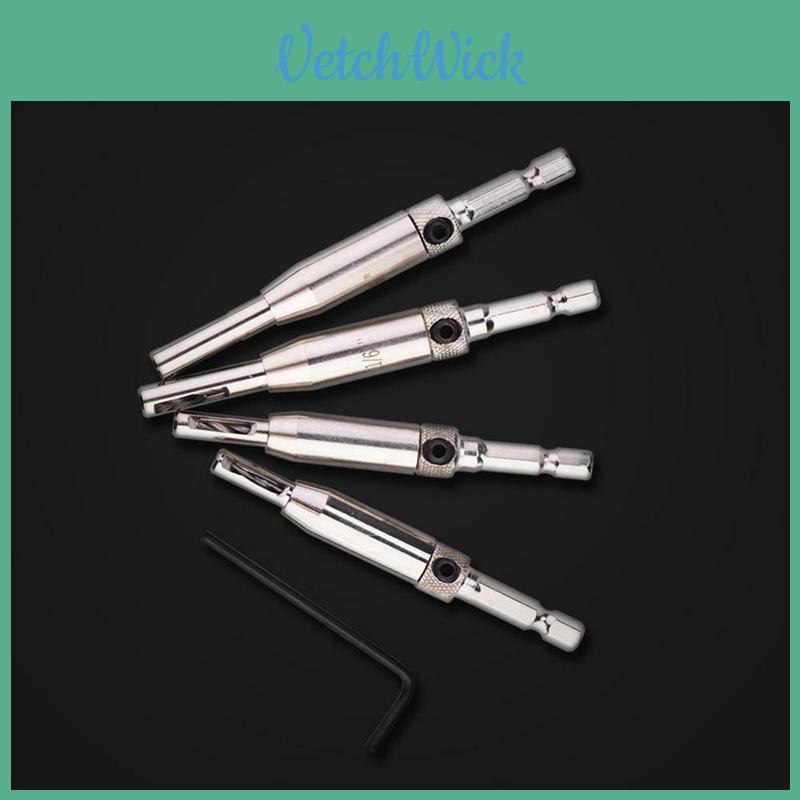 Exceptional 4x Hex Shank Self Centering Door Window Hinge Twist Wood Drill Bit Hole Puncher For Precision Drilling