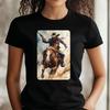 T-Shirt Women Cowboy Fight Motif Cotton Size XS To 3XLWill Open In New Window or Tab