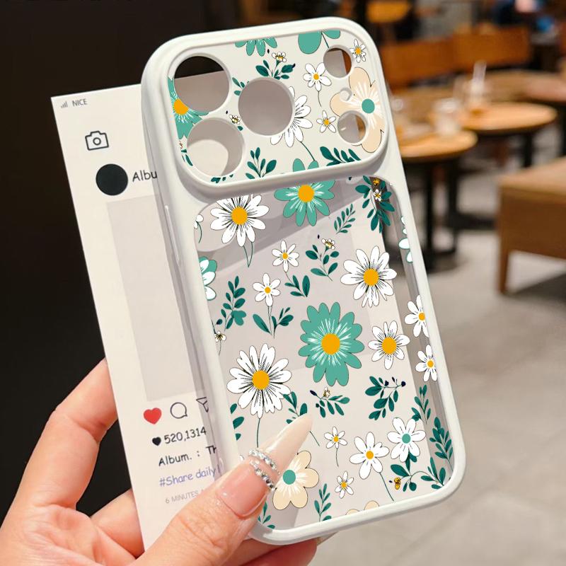 Cartoon Daisies Flowers Case For iPhone 17 Pro Max For iPhone 16 15 14 13 Pro Max Luxury Hybrid TPU+PC Clear Back Hard Cover