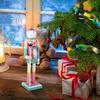 VALICLUD Christmas Nutcrackers Figures Pink Nutcracker Ornament Green Pink Nutcracker Pastel Christmas Decorations 25cm/10inch