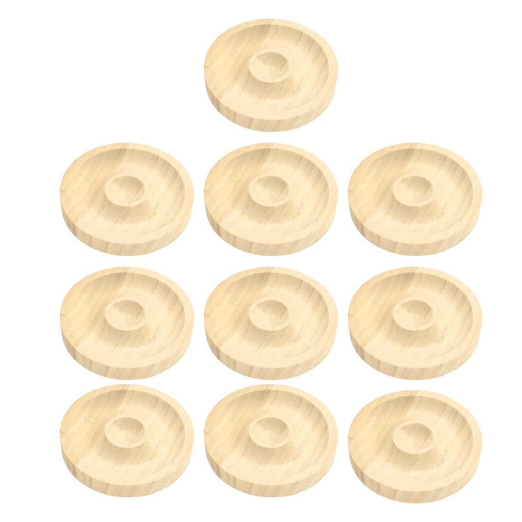 10pcs Bead Bracelet Display Tray Multipurpose Stylish Elegant Round Shape Solid Wood Jewelry Tray