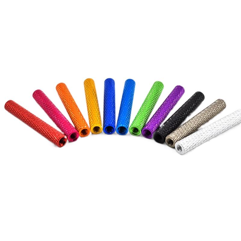 10Pcs M3 Colorful Knurled Aluminum Standoff Spacer Column M3x6-50mm Threaded Aluminum Rod Support Fastener