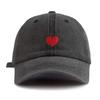This Black Baseball Cap Features A Red Heart Pattern, Adding A Sweet And Romantic Touch To Valentine'S Day Outfits.