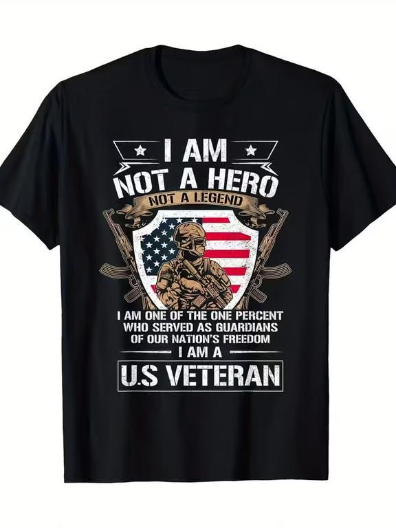 100% Cotton I Am Not A Hero Not A Legend I Am A US Veteran USA Military T-Shirt Unisex T-Shirt S