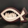 Fish Shape Last Supper Scene Statue Decorative Sculpture Ornaments Supplies for Festival Holiday New Year Party
