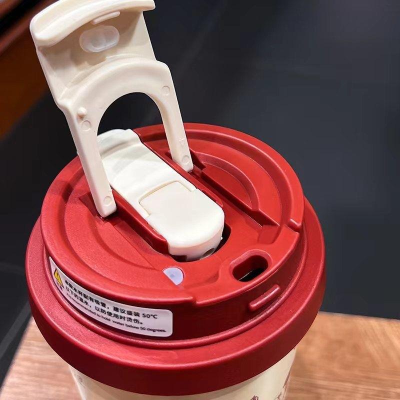 Stilvoller Thermobecher aus 316 Edelstahl mit Strohhalm - Anpassbares Logo-Geschenk