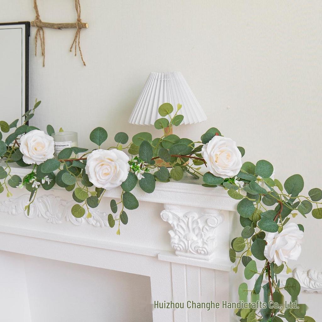 Artificial Eucalyptus Leaf and Rose Vine Home Decoration 