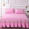 3pcs Bed Skirt Bedspread Pillowcase Ruffle Lace Anti Slip 1.8x2.0m Bed Cover Solid Colour Lace Mattress Dust Bedding Cover