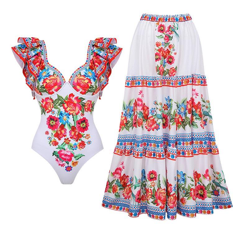 2023 Trendy Sexy Women's One-Piece Printed Swimwear with Spaghetti Straps - European and American Style