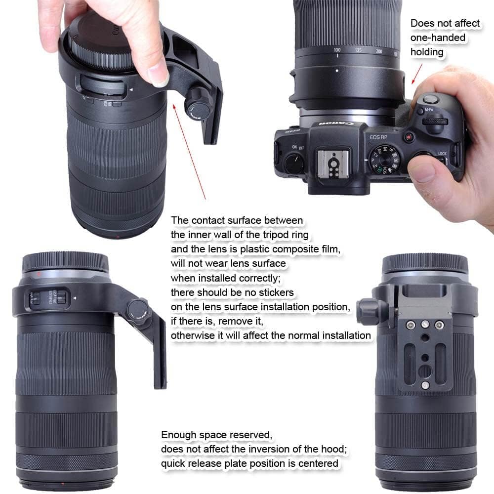 iShoot Metal Camera Tripod Mount Tripod Mount Lens Support Lens Bracket Tripod Compatible with Canon RF IS Quick Release Plate with Screw Holes on the
