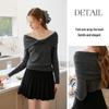 Xiangying Off-Shoulder Bowknot Knit Sweater