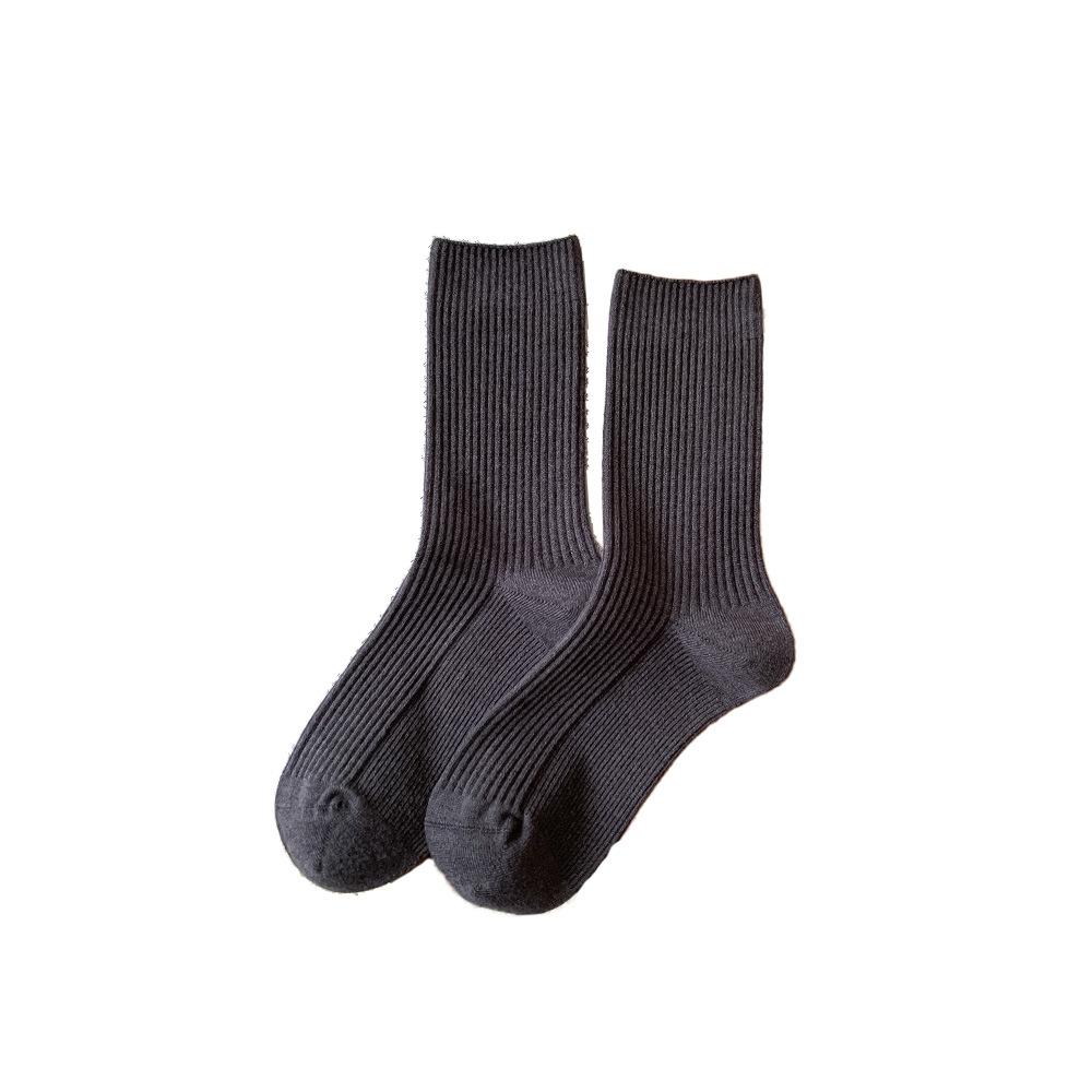 Striped Socks, Women's Pile Socks, Warm Cashmere Socks for Autumn and Winter, Mid-calf Socks, School Style, Versatile Long Socks