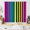 Set Of 2 Rainbow Striped Curtains Pink Black Purple Blue Green Yellow Gold Semi Transparent Living Room Bedroom Decor Made Polyester Sitting Window