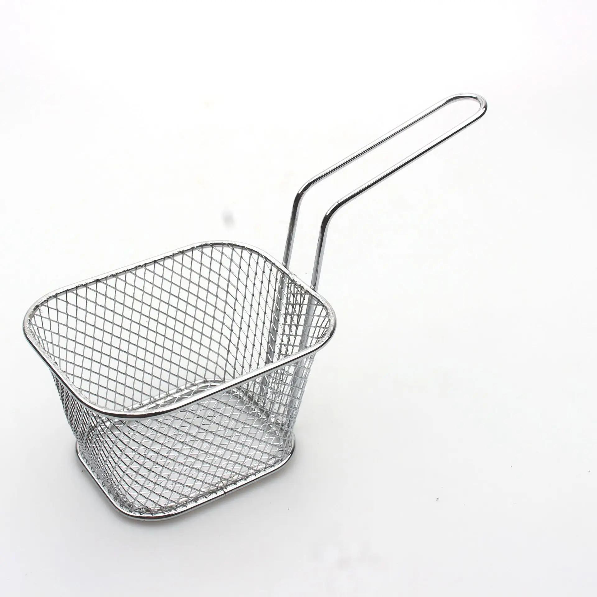 

Корзина для жарки закусок Процеживание масла Корзины из нержавеющей стали Дуршлаг для картофеля фри Ручной инструмент Контейнер для хранения Аксессуары Дуршлаги серебряный