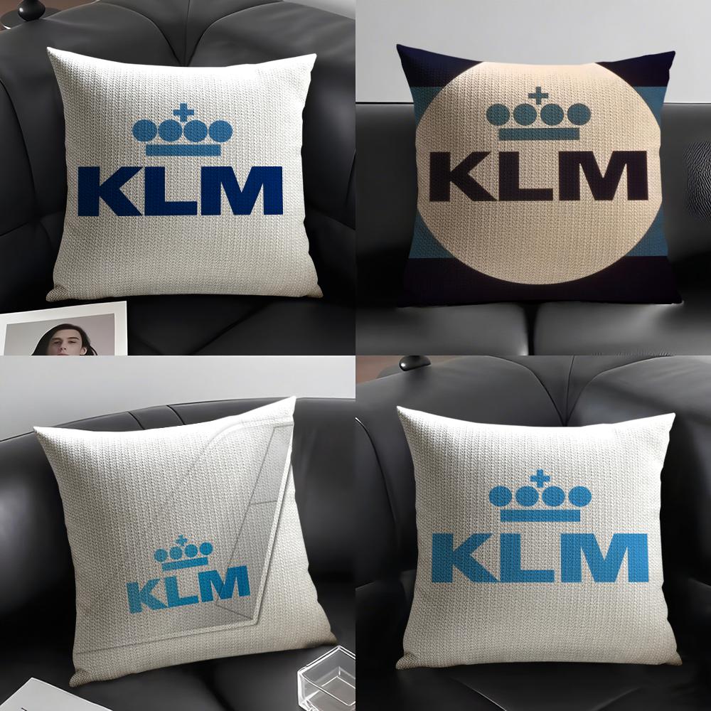 Shunika Chen Unisex Famous Royal Dutch K-Klm Airlines Pillow Case Linen Cushion Covers For Decorative Sofa Home Pillows Case Car Chair Pillows Cases