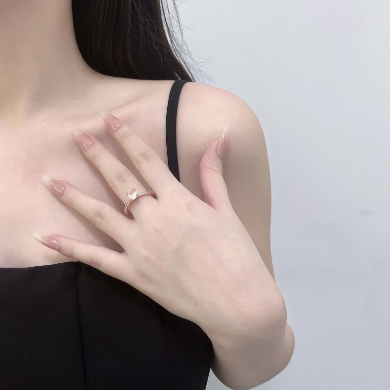 

Engagement Wedding Ring Four-Claw Zircon Simulation Diamond Ring Female No. 10 розового золота