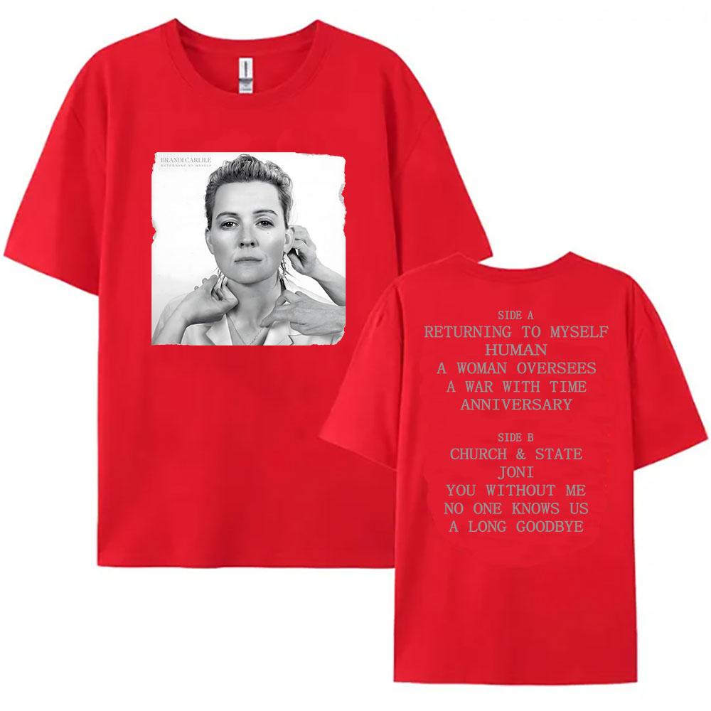 

Returning To Myself Cover Tee Brandi Carlile Fashion T-shirt Cotton Short Sleeve T Shirt Unisex Tshirts M червоний