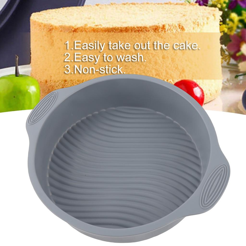 9 Inch Silicone Cake Mold Round Shape Various Baking Pan for Oven (Gray)