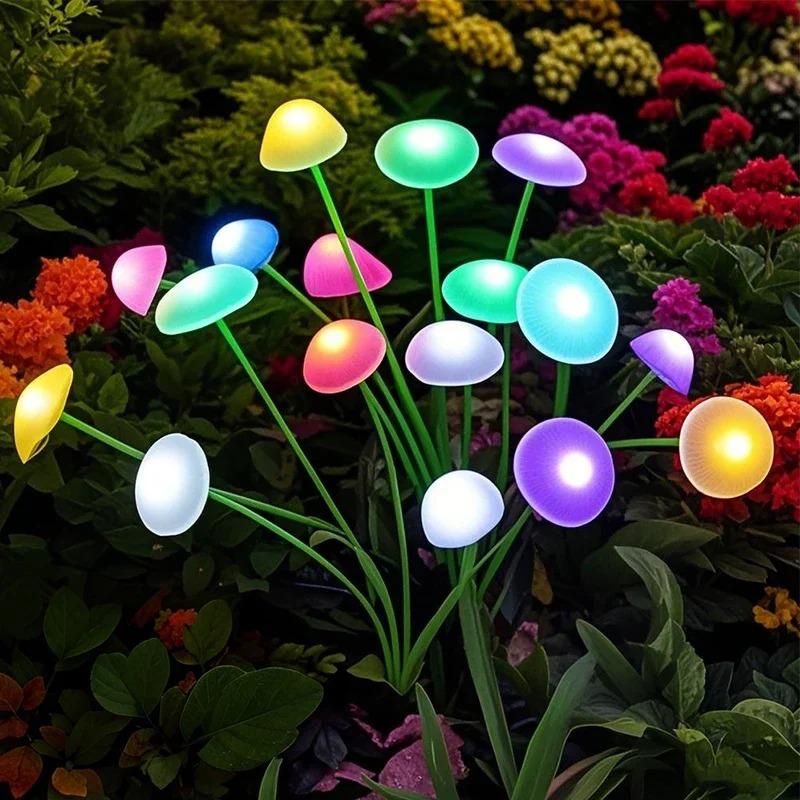LED Solar Jellyfish Mushroom Lamp Used for Outdoor Courtyard Landscape Decoration Lighting Suitable for Lawns Garden Terraces
