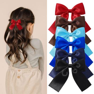 2pcs Cheer Up Bowknot Hair Clips for Girl Solid Color Ribbon Bows Hairpins Hairgripe Kids Boutique Hair Accessories