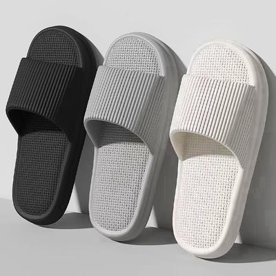 Women Summer Concise EVA Slippers Men Soft Home Slides Couples Bathroom Non-slip Sandals Adults Comfortable Outdoor Beach Shoes
