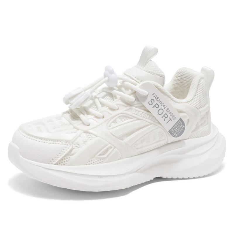 Boys' Single Net Shoes White Style Hollow Breathable Children's Lightweight Soft Soled Sports