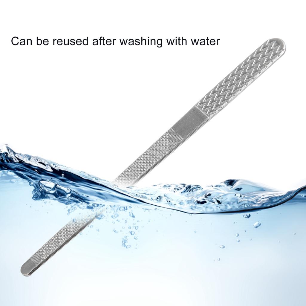 Stainless Steel Nail File Double Side Polished Washable Portable Nail Art Tool for Home Beauty Salons