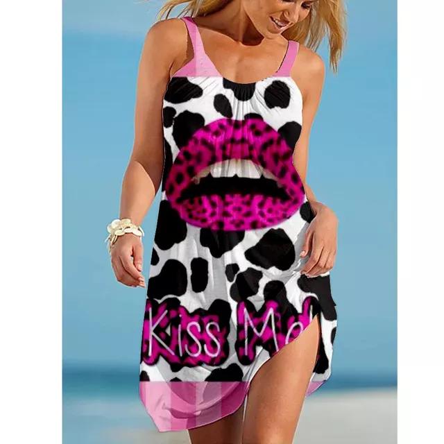 Sunflower Print Beach Dress Women Boho Sexy Strap Mini Dress Summer Floral Party Dresses Sleeveless Hem Sundress Camisole Short