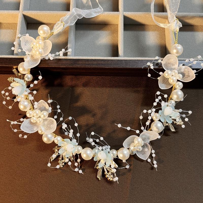 Kids Floral Headpiece Handmade Dried Flower Crown Non-irritating Hair Wreath for Wedding Pageant Outdoor Picnic Gift