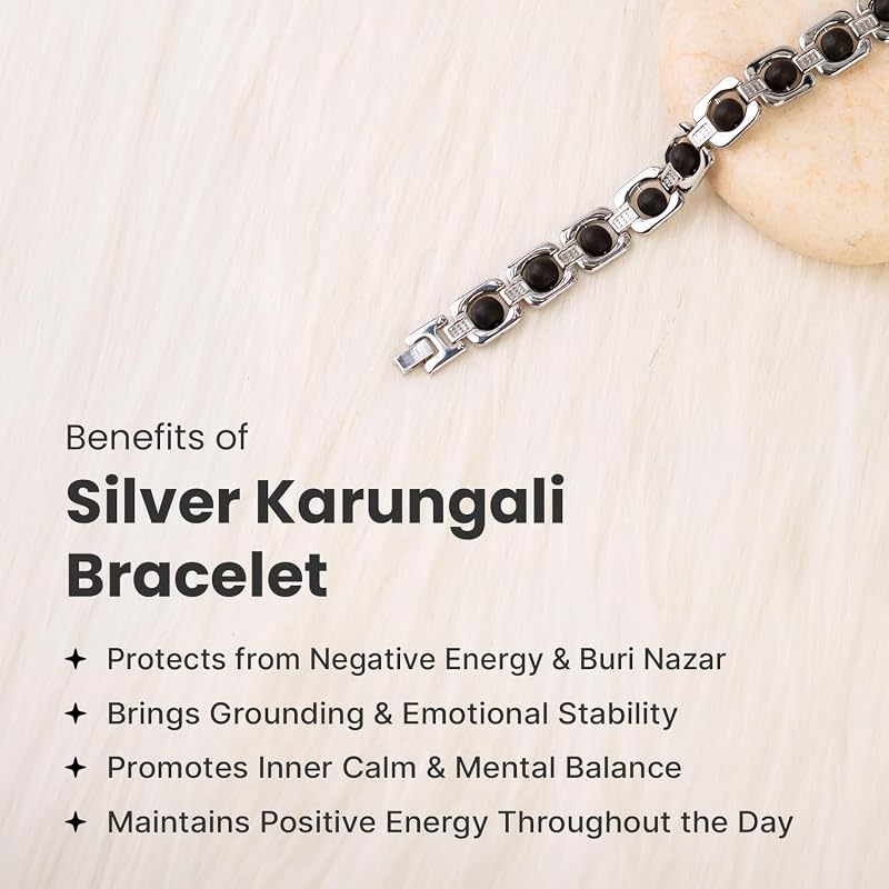 Metal Karungali Bracelet Description The Astrotalk Metal Karungali Bracelet In Silver