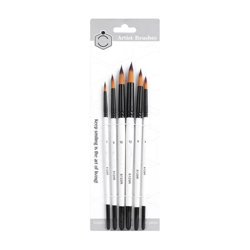 

6Pcs Watercolor Paint Brush Nylon Paintbrush for Artist Beginner Acrylics Oil Watercolor Gouache Painting Face Body Art