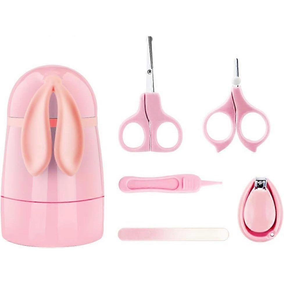 5 In 1 Baby Nail Clipper Manicure Set Newborn Infant Girls Boys (Pink)