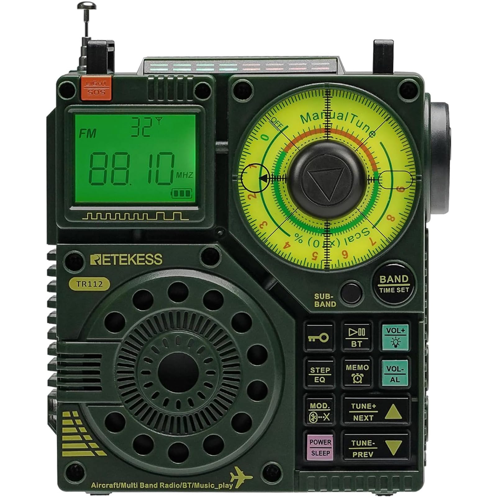 

Портативне радіо BCL Retekess TR112 із записом Аматорське короткохвильове SOS Карта MicroSD TWS Високий Подарунок для Радіо Катастрофа На відкритому повітрі Подорожі Радіо, Функція, зелений