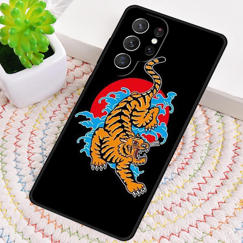 Japanese Tiger pattern Silicone Phone Case For Samsung Galaxy note 10 pro S26 S25 S24 S23 S22 S21 Plus S25Ultra Capa Cover