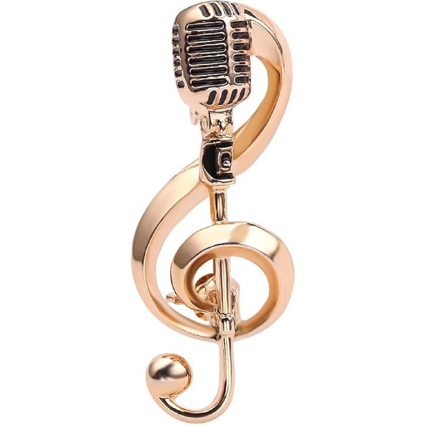 Брошь Музыкальная Нота Микрофон Рок Хип-Хоп Форма Микрофона Броши Булавки Украшения Элегантная Брошь с Музыкальными Нотами Простые Аксессуары Подарки