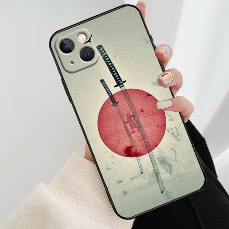 Japan Samurai Ninja Ronin Phone Case For iPhone 13 14 15 16 Pro Max 11 12 XS XR X Plus Shockproof Bumper Soft Cover